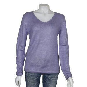 100% Alpaca Sweater Purple V-Neck Long Sleeve Size Small